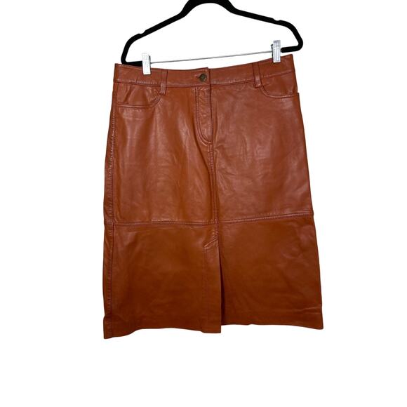 Sundance NWT Women’s Terracotta Gemma Genuine Leather Skirt size 8 - Picture 2 of 6